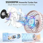 Portable Handheld Fan, 5000mAh Rechargeable Battery, Max 15H Cooling, 4 Speeds - Image 2