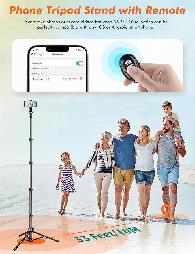 71" Tripod for iPhone, Phone Tripod Selfie Stick - Image 3