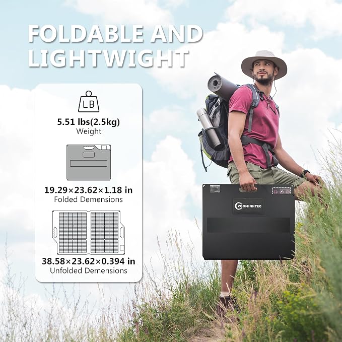 100W 22V ETFE Folding Portable Solar Panel, IP67 Waterproof Foldable 24% High - Image 3