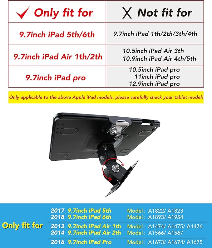 On Wall Mount Bracket for iPad 9.7", Anti-Theft Lock, Rotate Design - Image 2