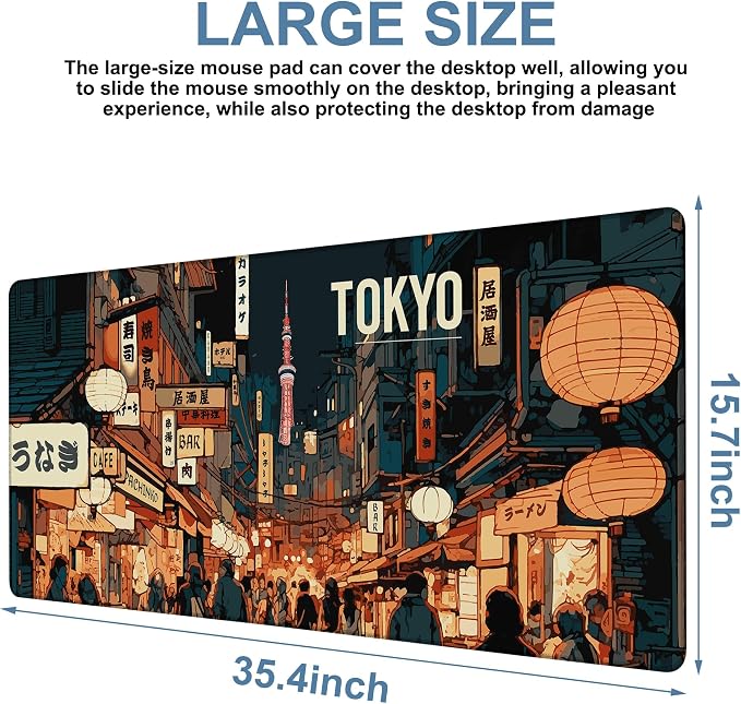 Gaming Desk Pad Large Extra Length Tokyo Japan Mouse Pad Keyboard Laptop - Image 3