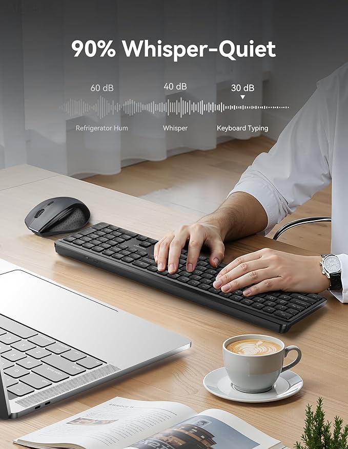 TECKNET Bluetooth Keyboard Rechargeable, 2.4G Wireless Keyboard, Full-Size - Image 2