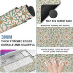 Retro Daisy Flowers Gaming Mouse Pad 3mm Thick Stitched Edge Waterproof - Image 2