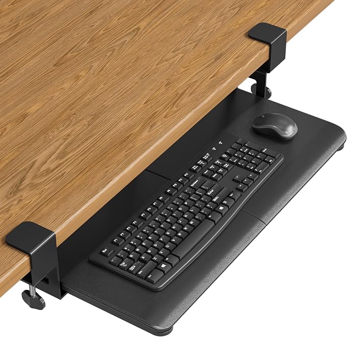 BONTEC KMT01 Under Desk Keyboard Tray, Pull-Out Keyboard & Mouse Platform by BONTEC