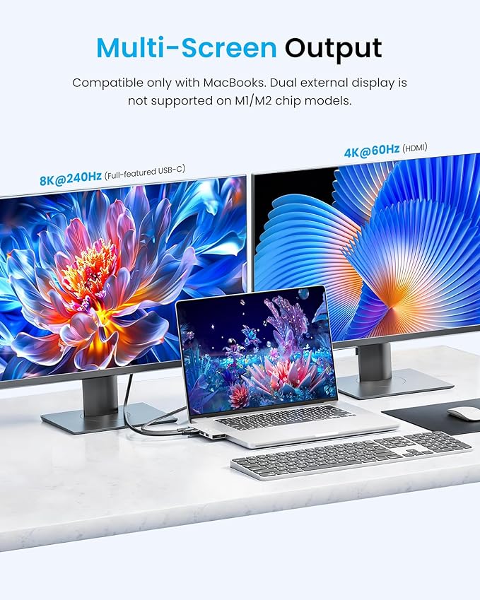 VENTION 6-in-2 USB C Hub for MacBook Neo/Air/PRO, 80Gbps Detachable Magnetic 8K - Image 8