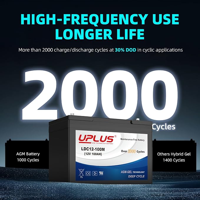 UPLUS 12V 100Ah Deep Cycle Battery, LDC12-100M Maintenance Free BCI Group 27 - Image 3