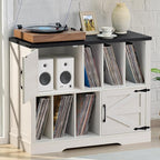 Large Record Player Stand with Vinyl Storage Up to 450 Albums, 39 Inch by Joaxswe