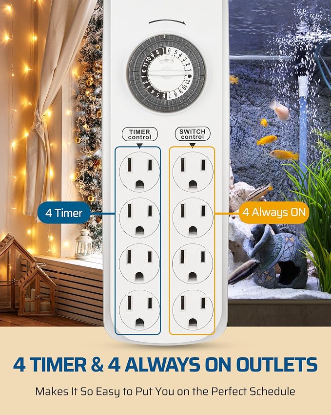 DEWENWILS Mechanical Timer Power Strip - Image 2