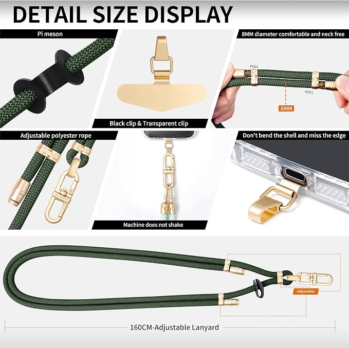 Adjustable Anti-Theft Phone Lanyard - 8mm Mountain Climbing Rope Neck & - Image 7
