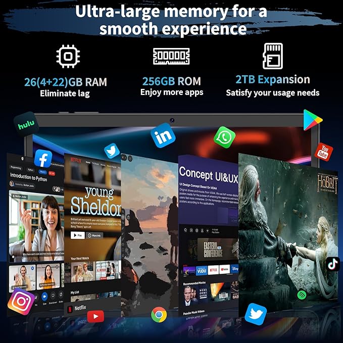 Android 15 Tablet, 26GB + 256GB, 10.1-inch Tablet - Image 5