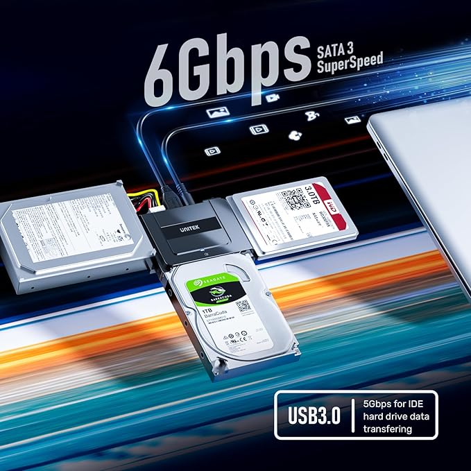 Unitek USB C to SATA 6Gbps IDE Adapter External Hard Drive Converter Kit - Image 5