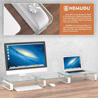 Hemudu Dual Monitor Stand, Computer Monitor Stand, Desktop Organizer, Monitor - Image 2