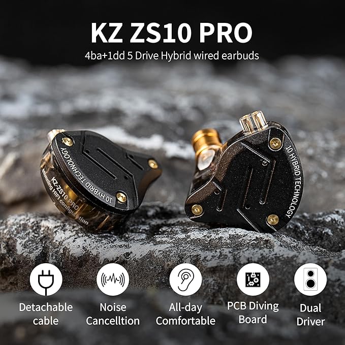 Kinboofi KZ ZS10 Pro IEM Headphone, in Ear Monitor Headphone, 4BA 1DD KZ Wired - Image 2