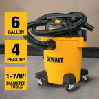 DEWALT Shop Vacuum 6 Gallon 4HP Poly Wet Dry Vacuum Ultimate Cleaning Solution - Image 3