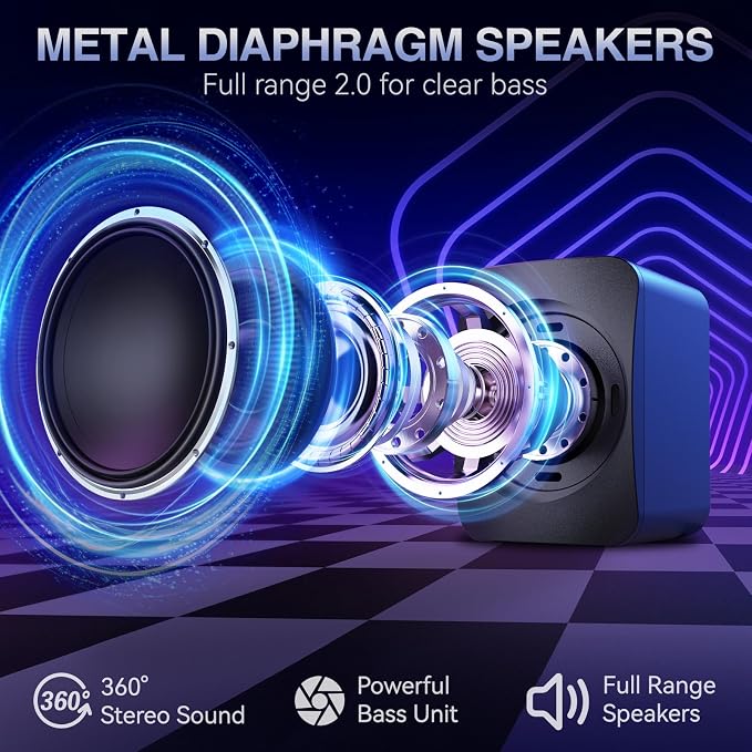 Computer Speakers, RGB PC Speakers, USB Powered 3.5mm Aux Speaker - Image 2