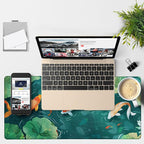 Colorful Koi Fish Gaming Mouse Pad 3mm Thick Stitched Edge Waterproof Non-Slip - Image 4
