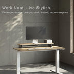 White Oak Dual‑Tier Ergonomic Desk Setup – Modern Wooden Monitor Stand & - Image 2