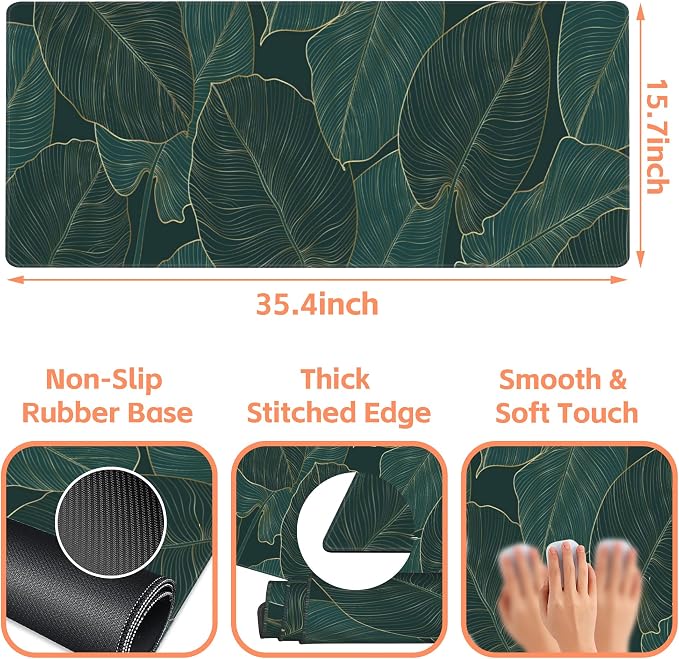 Mouse Pad Large Monstera Line Art Non-Slip Gaming Desk Mat - Image 3