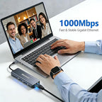 USB C Docking Station 8 in 1 USB C to hdmi Adapter 4K30Hz 1Gbps Ethernet Hub - Image 2