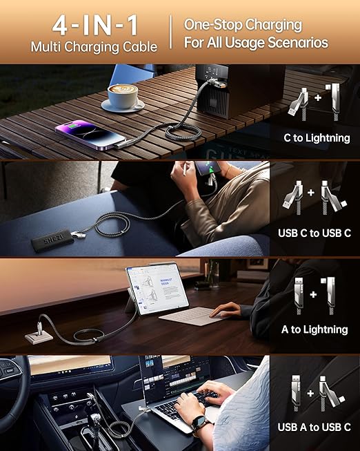 4-in-1 USB C Cable 5FT Compatible - Image 2
