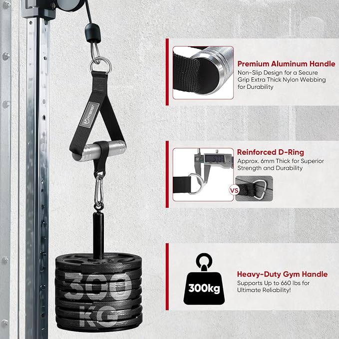 FitBeast Aluminum Exercise Handles & Lifting Straps Set - Image 2