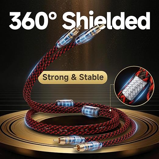 TODN RCA Cables for Audiophile 3ft HiFi Stereo Shielded RCA to RCA Audio Cable - Image 3