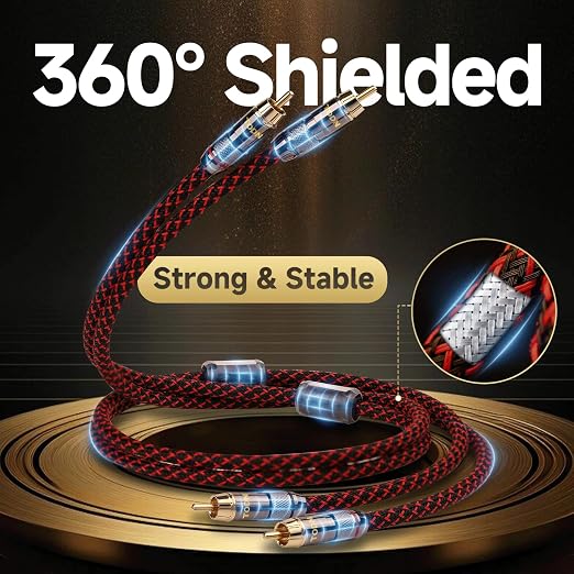 TODN RCA Stereo Cable Audiophile HiFi Interconnect Shielded RCA Cables - Image 5