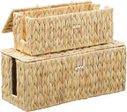 Cable Management Box, Hand-Woven Water Hyacinth Decorative Cord Organizer by WEAVECOMFORTINTOEVERYCORNER