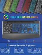 Wireless Keyboard with 7 Colored Backlits, Wrist Rest, Phone Holder, - Image 2