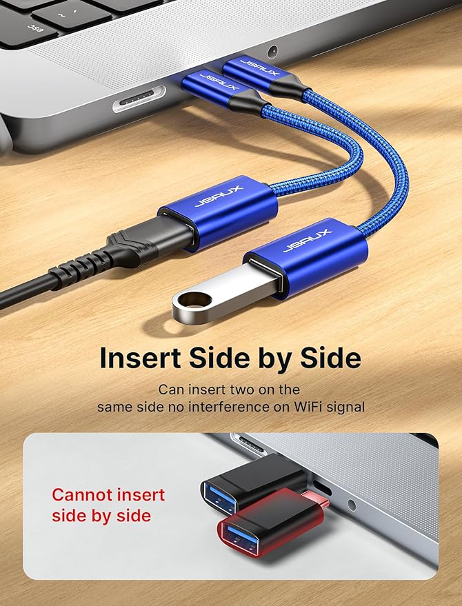 JSAUX USB C to USB Adapter, USB Type C Male to USB 3.0 Female OTG Cable-Blue - Image 4