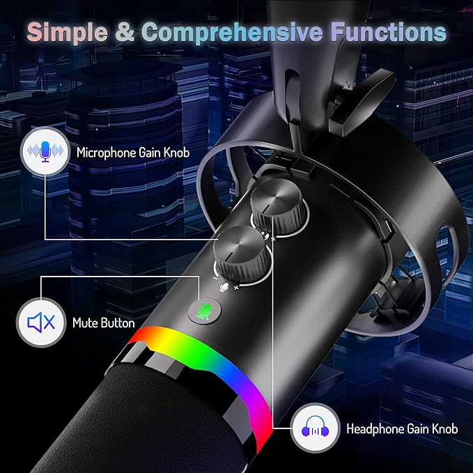 JUOPIEA XLR/USB Gaming Microphone Kit, Dynamic Mic - Image 4