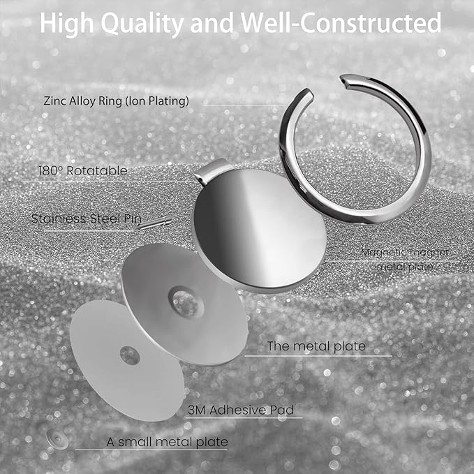 Metal Cell Phone Ring Holder Finger Ring Stand, 360 Degree Rotation Ring - Image 4