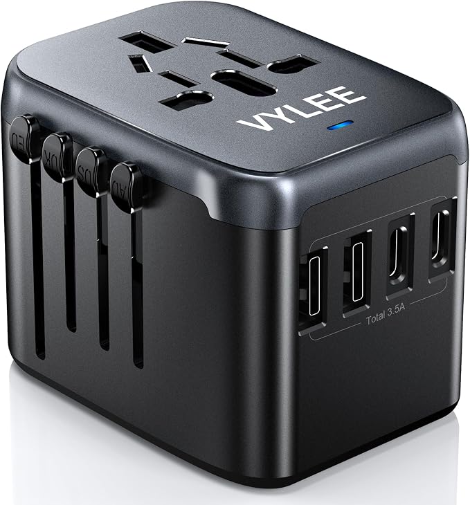Universal Travel Adapter, VYLEE 5 in 1 International Power Adapter, 3.5A by VYLEETechnology
