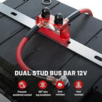 RED WOLF 2PCs 3/8" M10 Small Dual Stud Bus Bar 12-48 V Power Distribution Block - Image 3