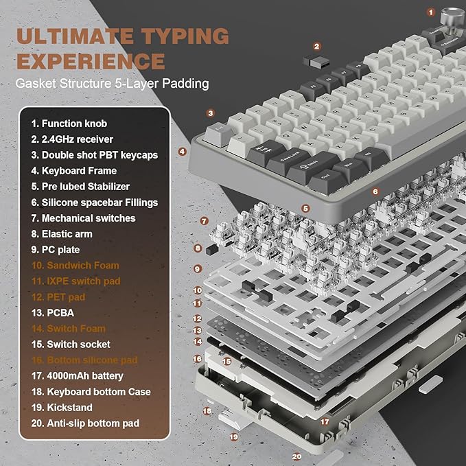 YUNZII B75 PRO Wireless Mechanical Keyboard, 75% Layout - Image 4