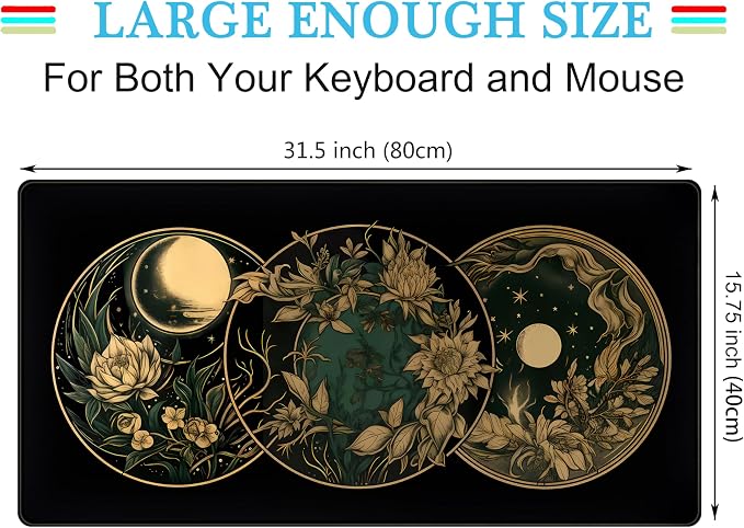 Aesthetic Celestial Desk Mat Vintage Flowers Desk Pad Large Mouse Pad Gaming - Image 2