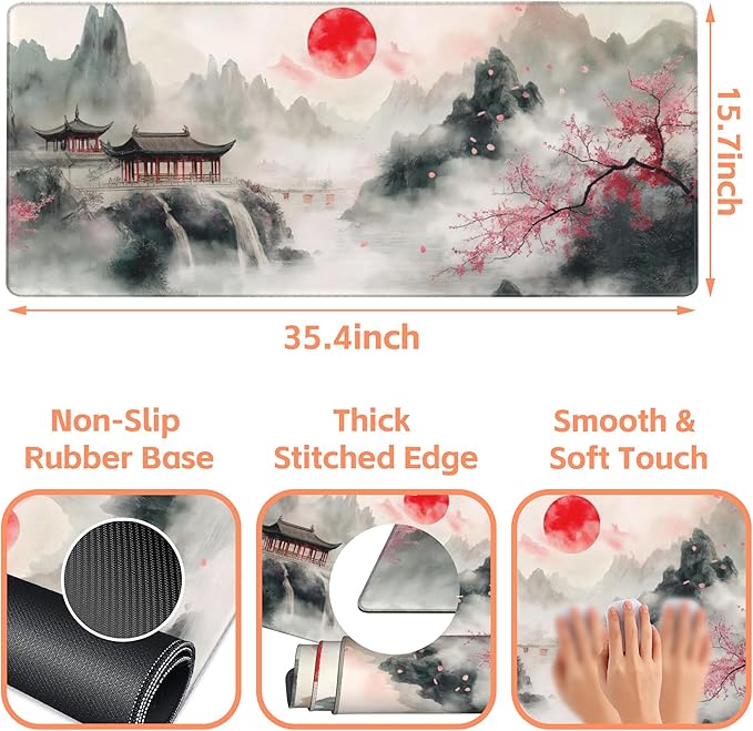 Mouse Pad Large Chinese Landscape Painting Non-Slip Game Desk Mat - Image 3
