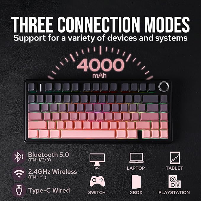 EPOMAKER X Aula F75 75% Wireless Gaming Keyboard, BT/2.4GHz/USB-C, Hot - Image 3