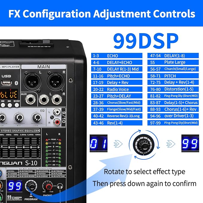 S-10 Audio Mixer 10 channel 8 channel Professional DJ Mixing Console - Image 4
