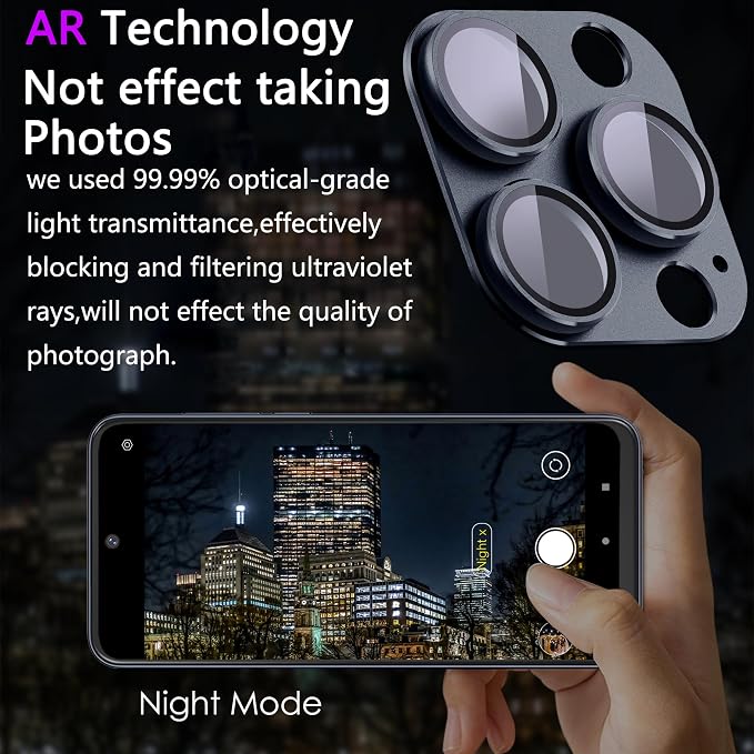 2 Pack Camera Lens Protector for iPhone 15 Pro/iPhone 15 Pro Max, AR Tempered - Image 3