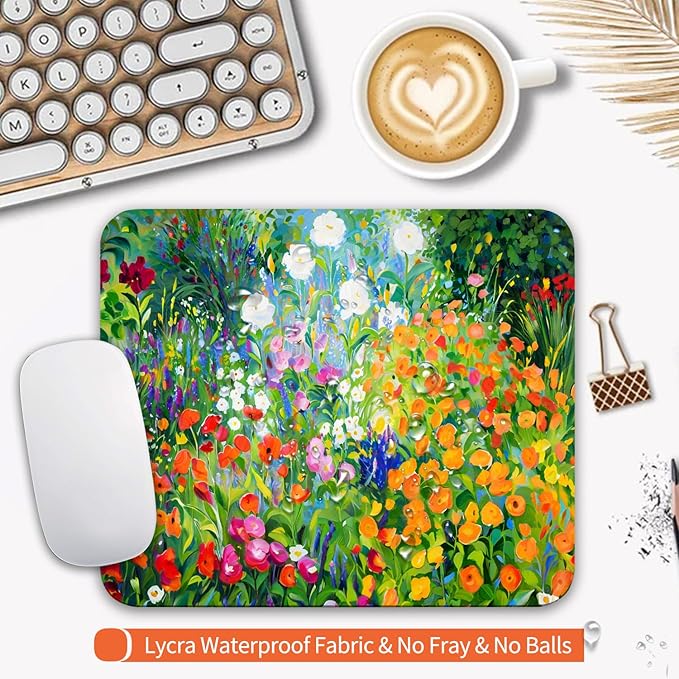 Square Mouse Pad Flowers Floral, Personalized Premium-Textured Custom Mouse Mat - Image 3