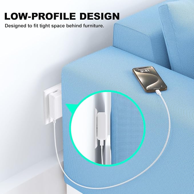 Flat USB Wall Charger, Excgood 40W 4Port USB and USB C Fast Charging Block - Image 4