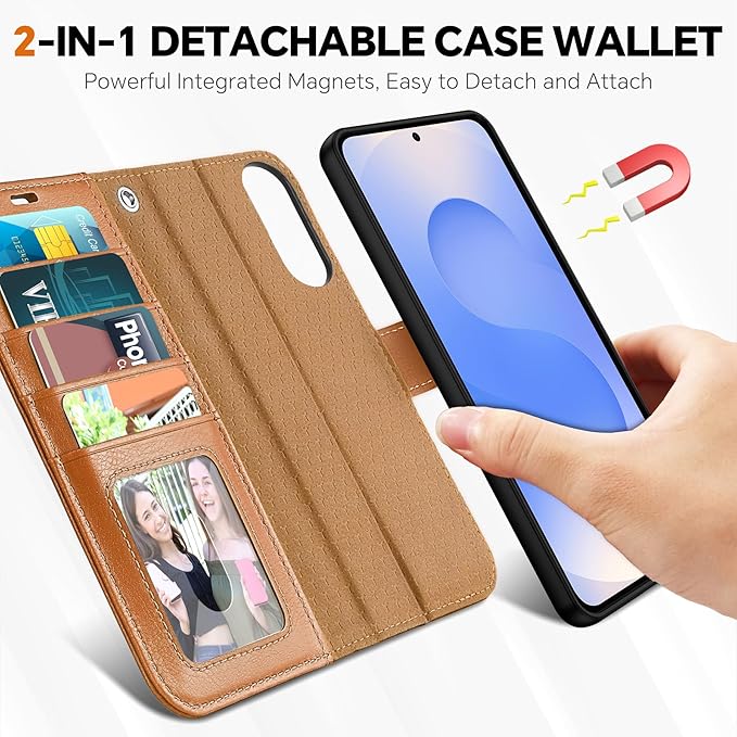 TUCCH Wallet Case for Galaxy S25 Edge, Removable 2 in 1 RFID Blocking Wrist - Image 3