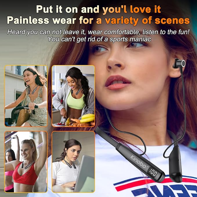 Neckband Bluetooth Headphones, 6.0 Bluetooth 100 Hours Playtime，IPX7 Sports - Image 9