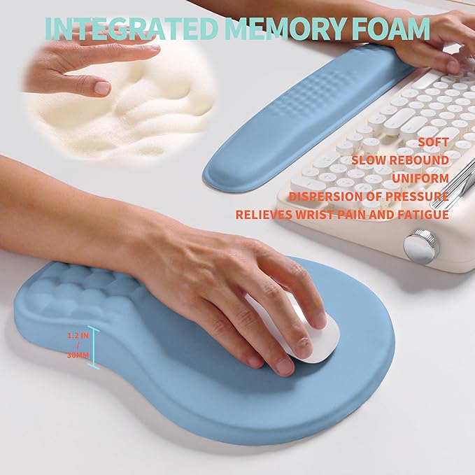 2-in-1 Ergonomic Set, Wave Rise Keyboard Wrist Rest and Massage Bulge Slope - Image 4