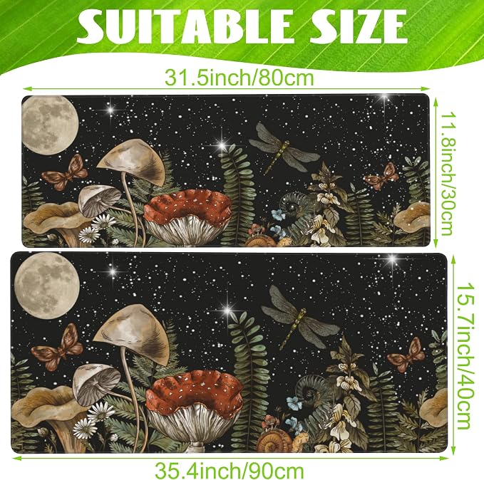 Large Gaming Mouse Pad for Desk, Cute Forest Mushroom Desk Mat, Starry Night - Image 2