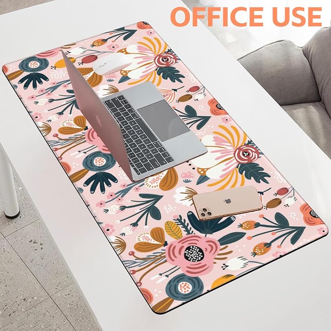 Mouse Pad Large Flowers and Leaves Non-Slip Game Desk Mat - Image 5