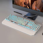 MageGee Typewriter Mechanical Gaming Keyboard, Retro Punk White Round Keycaps - Image 5