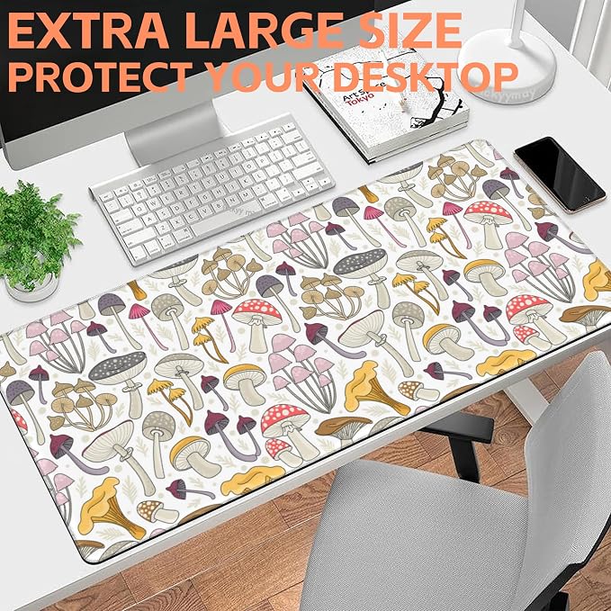 Mouse Pad Large Colorful Mushrooms Non-Slip Gaming Desk Mat - Image 6