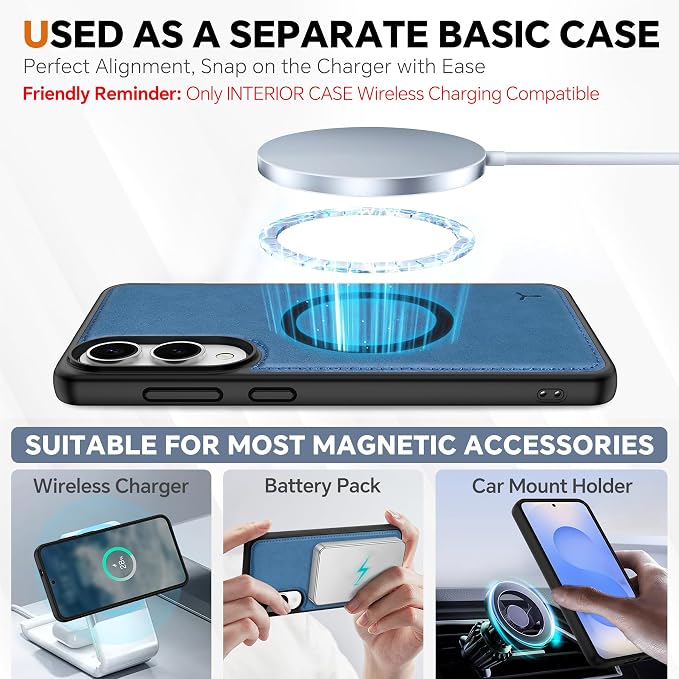 TUCCH Case Wallet for Galaxy S25 Edge, Removable Wrist Strap PU Leather - Image 4